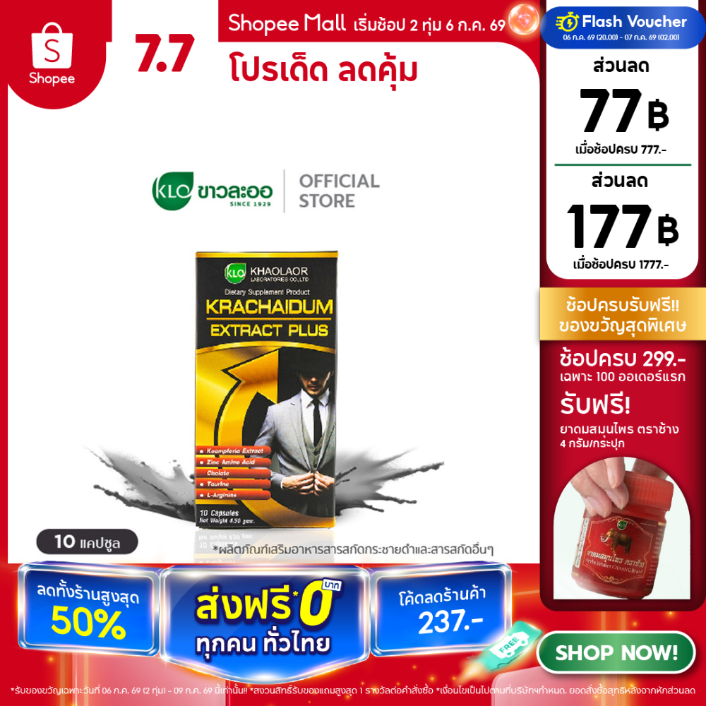 (ชุด 12 กล่อง) Khaolaor ขาวละออ กระชายดำสกัดพลัส 10 แคปซูล/กล่อง