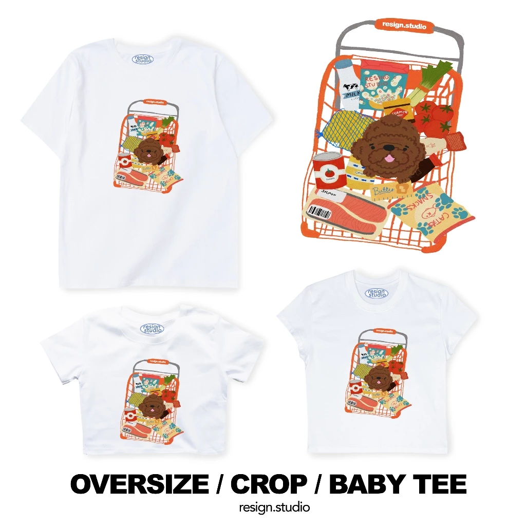resign studio - Oversize/Crop/Babytee ลาย Market paws