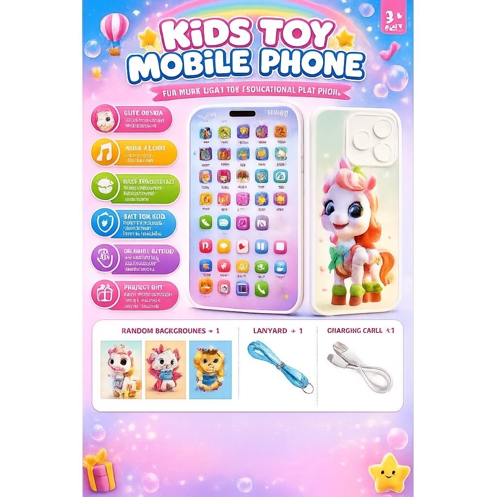No.08-1 โทรศัพท์ของเล่นเด็ก Kids Toy Mobile Phone ของเล่นเสริมพัฒนาการ ดีไซน์น่ารัก