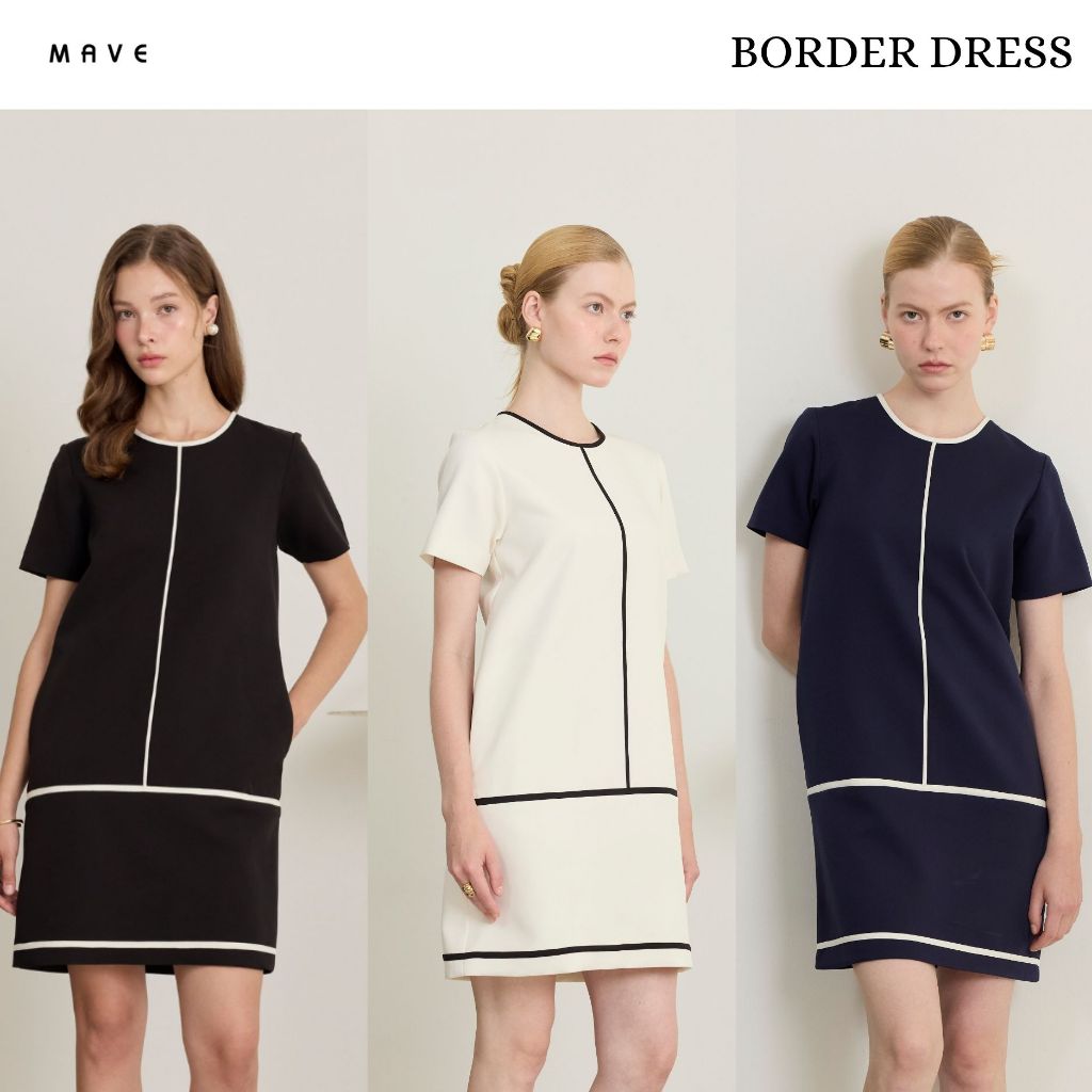 MAVE เดรส รุ่น Border สี BLACK,NAVY,WHITE