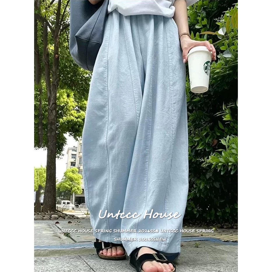 [Trendy Linen Quick Dry Pants]กางเกงขายาวสไตล์มินิมอลผ้าลินินแห้งเร็วยอดนิยม ทรงกว้างปกปิดต้นขาและสะโพกได้ดีมาก