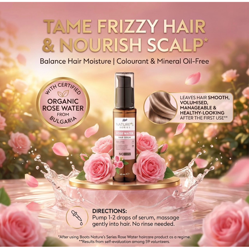 บำรุงผม Hair Tonic, Hair serum, Treatment - Boots Nature series Ginger,Rose water,Bergamot,Argan,Gin