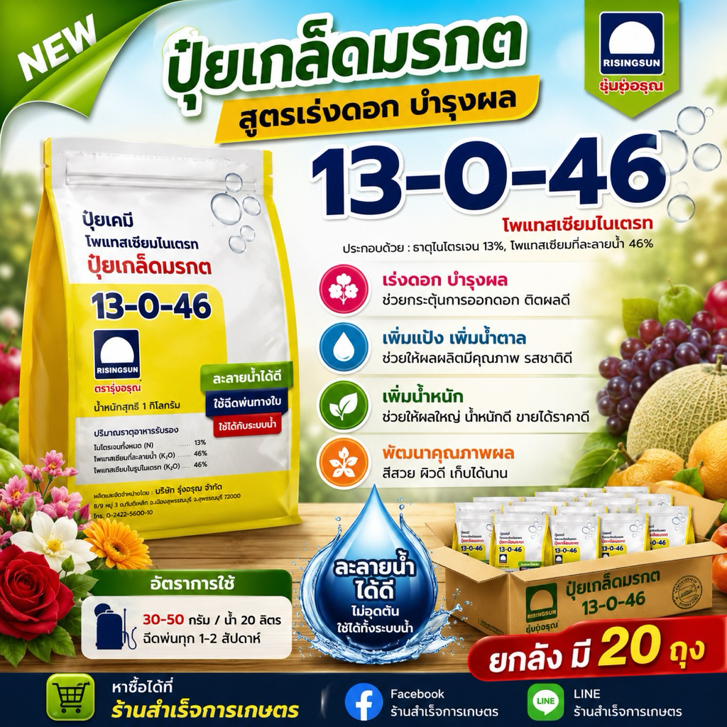 ปุ๋ยเกล็ดมรกต 13-0-46 (ยกลัง มี20ถุง)