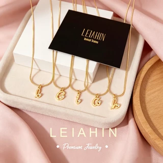 LEIAHIN Jewelry A-Zสร้อยคอจี้ตัวอักษรสีทอง ทนสีไม่ลอก อาบน้ำใส่ได้ เหมาะเป็นของขวัญวันเกิด 66n