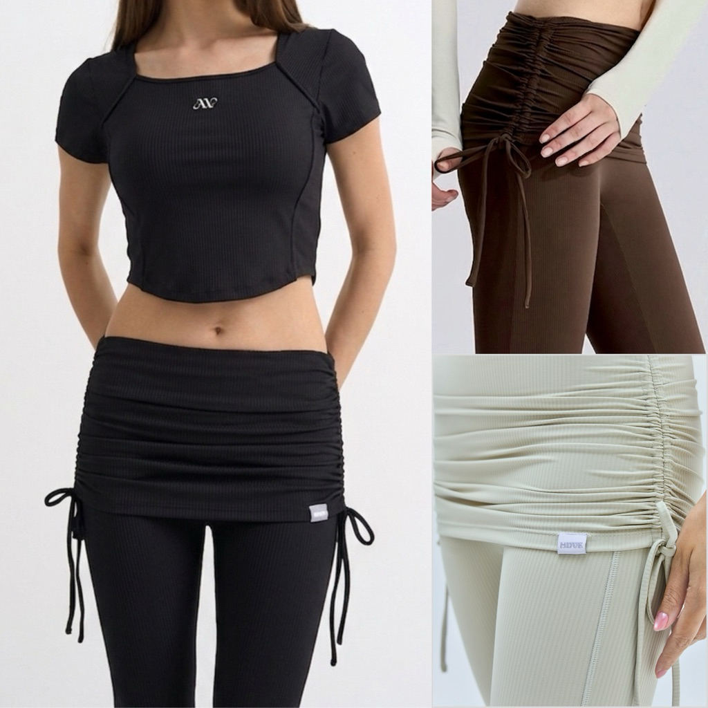 Mood Flow Flare - Skirt-Layered Pants กางเกงขายาวปลายขาบาน เลเยอร์กระโปรงปรับรูดได้ กระชับ ช่วยพลางหุ่น | The Mood Move