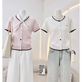 PANISA เสื้อคอกลมไหมพรมเปีย กระดุมหน้า (สาวอวบใส่ได้)