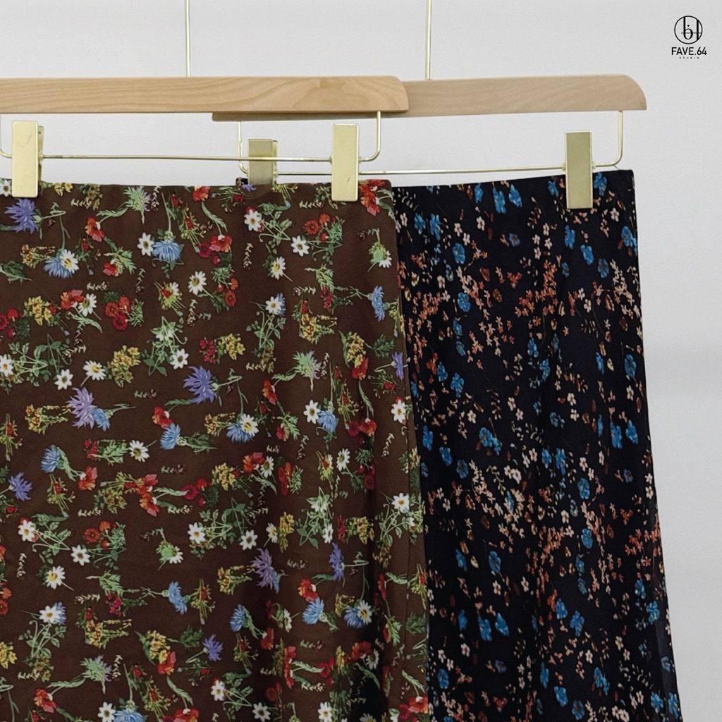 Mini Floral Chiffon Skirt กระโปรงลายดอกผ้าชีฟอง