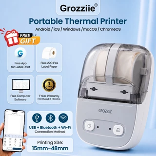 Grozziie 2 นิ้ว เครื่องพิมพ์ฉลาก สำหรับบ้าน ขวดโหล ของใช้ ป้ายชื่อ
