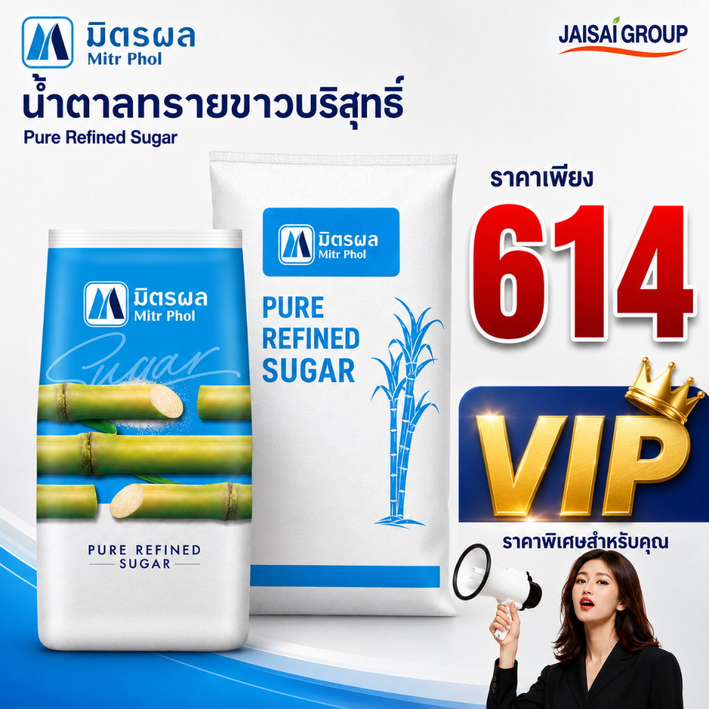 🟠ราคาพิเศษVIP🟠 [กระสอบ25กก.] มิตรผล น้ำตาลทราย "ขาว" ขนาด1กก.