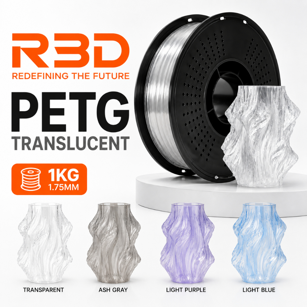 R3D PETG Translucent Filament 1.75mm 1kg เส้นพลาสติกพิมพ์ 3D สีโปร่งแสง