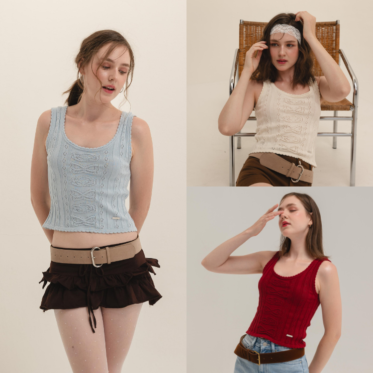 AILUMI – Butterrose Tank เสื้อกล้ามไหมพรม
