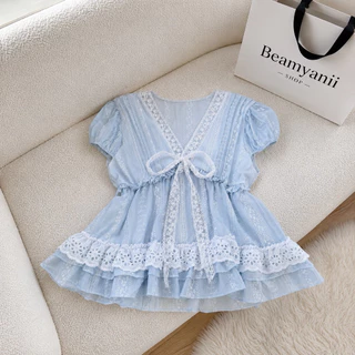 เสื้อแขนตุ๊กตา อก 32-38 แต่งฉลุโบว์หน้า ( Cookie )