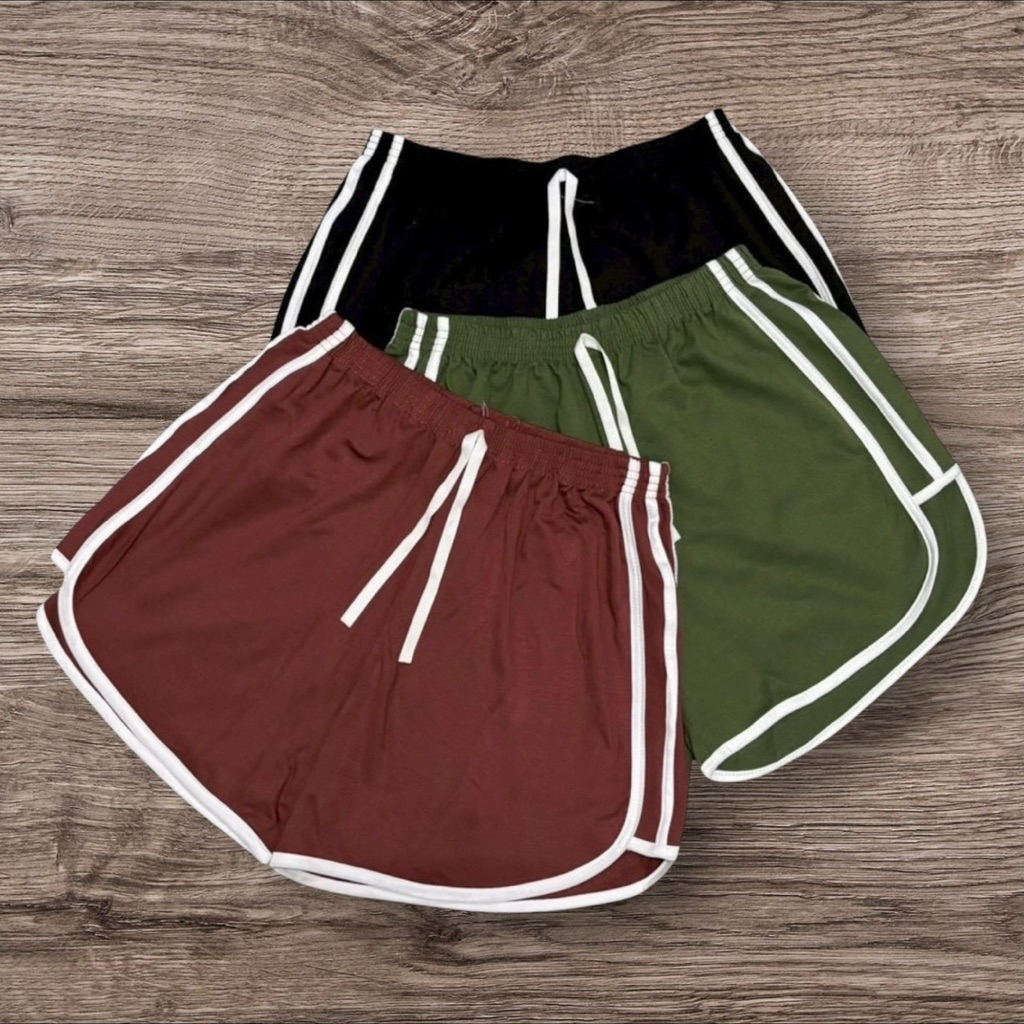 กางเกง3แถบขาสั้นขาเว้าบิ๊กไซส์XL-XXL (ผ้าคอตตอน) สาวอวบ บิ๊กไซส์ ทรงสปอร์ต ผ้าดี ใส่สบาย มีหลายสีให้เลือก