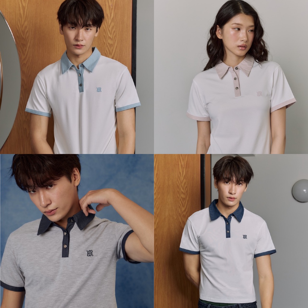 CHUUCHOP - (S-4XL) Nottingham Polo เสื้อโปโลคอปกดีไซน์เรียบง่าย Unisex สีสุภาพ ผ้านุ่มใส่สบาย (C8604)