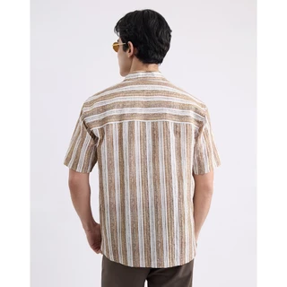 DAPPER เสื้อเชิ้ตแขนสั้น Striped Flowing Shirt สีน้ำตาล (BCS/BR/601LP)