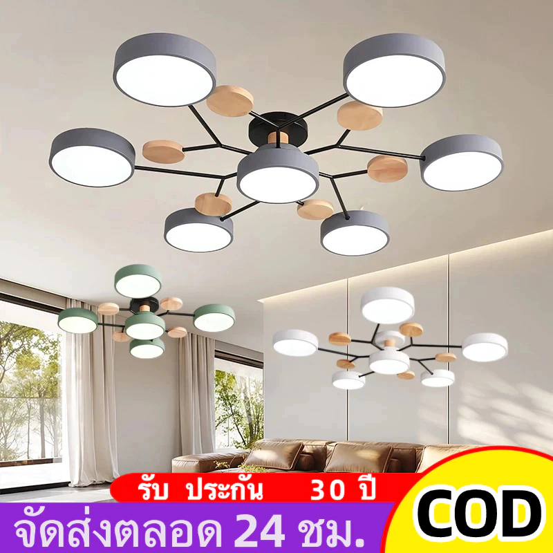 🔥พร้อมส่ง🔥โคมไฟเพดาน led 3สีไฟเพดานห้องนั่งเล่นโคมระย้าที่เรียบง่ายทันสมัยห้องนอนเพดานโคมไฟจี้