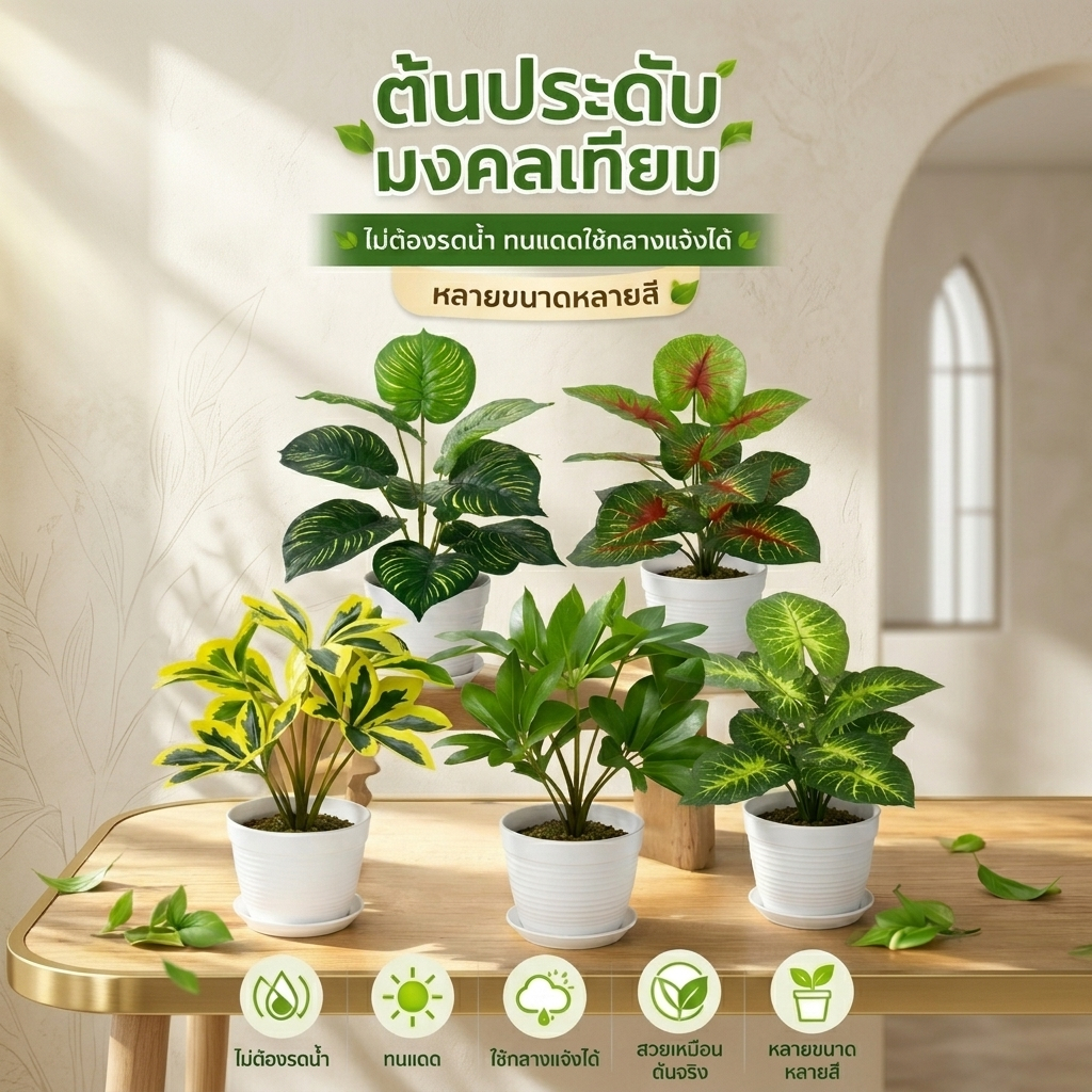 【COD】ต้นไม้เทียมป้องกันUV ใบไม้เทียม ต้นใบประดับเทียม 30/55/75/85cm เสริมมงคลเรียกทรัพย์