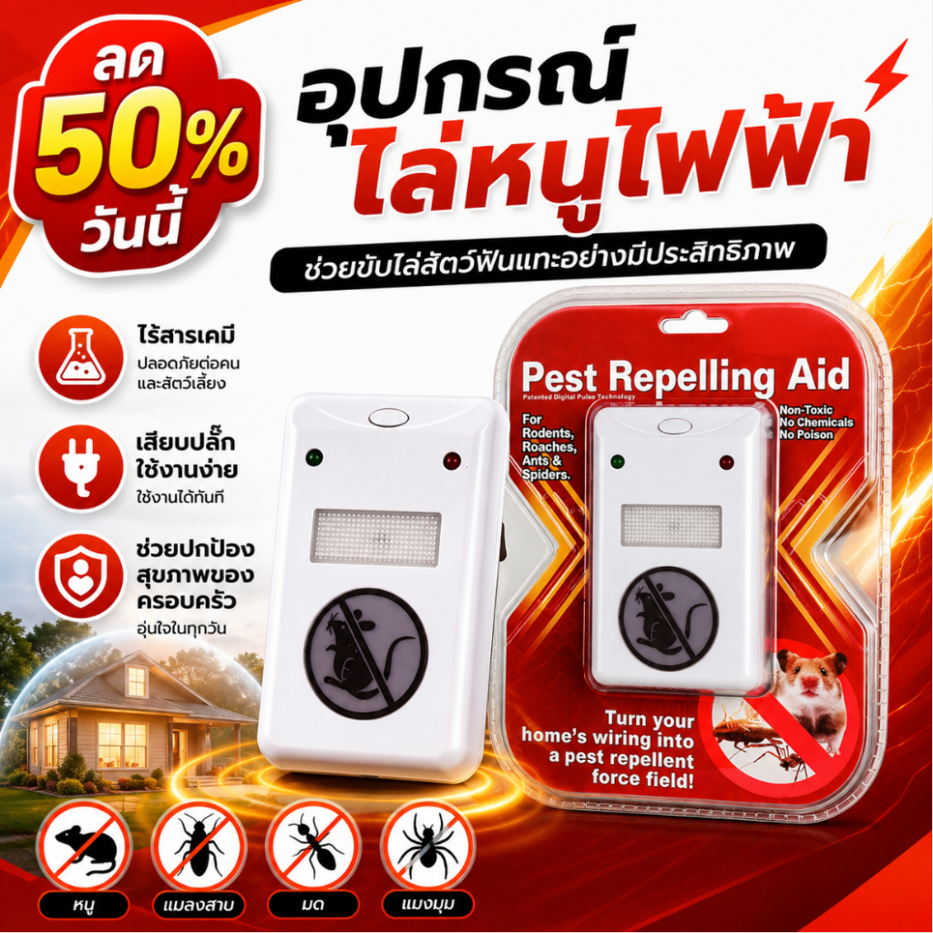 [ลด 50% วันนี้]อุปกรณ์อิเล็กทรอนิกส์นี้ช่วยขับไล่สัตว์ฟันแทะได้อย่างมีประสิทธิภาพ เพื่อปกป้องสุขภาพของครอบครัวคุณ