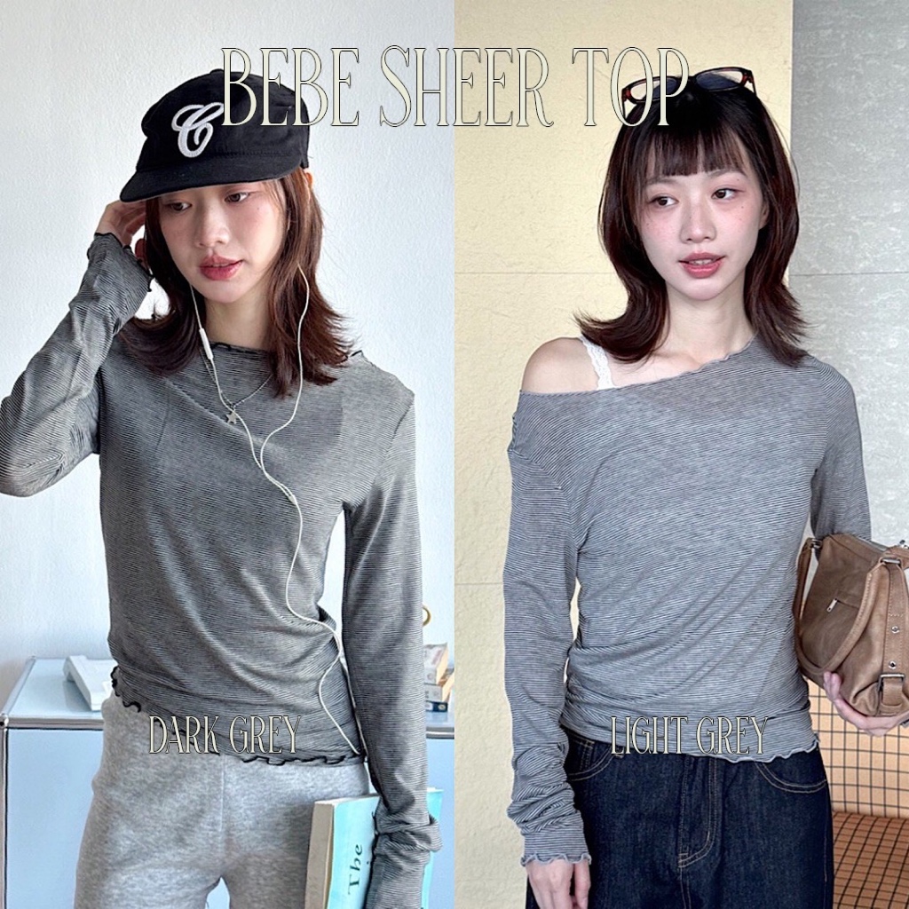 Choosedress A2043 Bebe Sheer Top เสื้อเเขนยาวซีทรูลายทาง