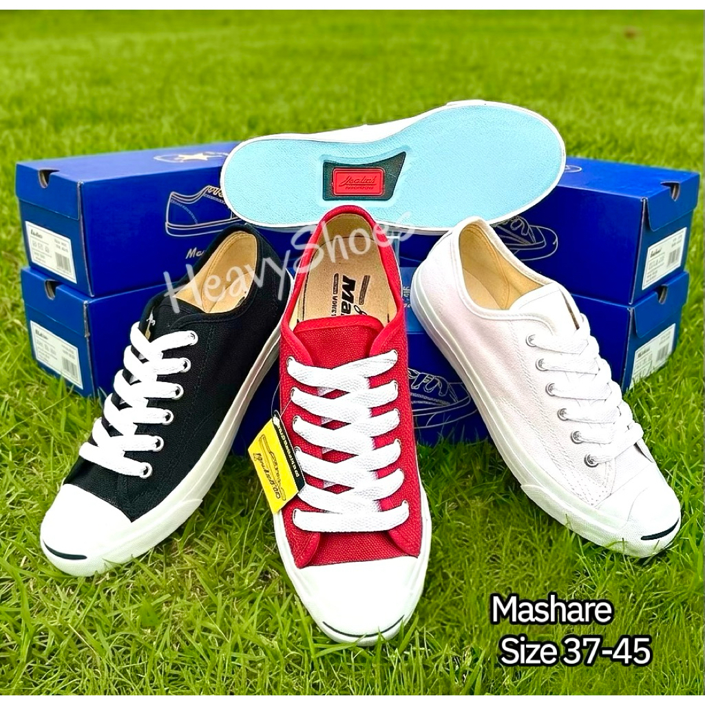 [ลูกค้าใหม่ลด 90฿]🔥ถูกที่สุดMashare/Jackal🔸รองเท้าผ้าใบแฟชั่น ทรงคอนเวิร์สแจ็ค สีขาว สีดำ สีกรม สีแดง รองเท้าผ้าใบแฟชั่น