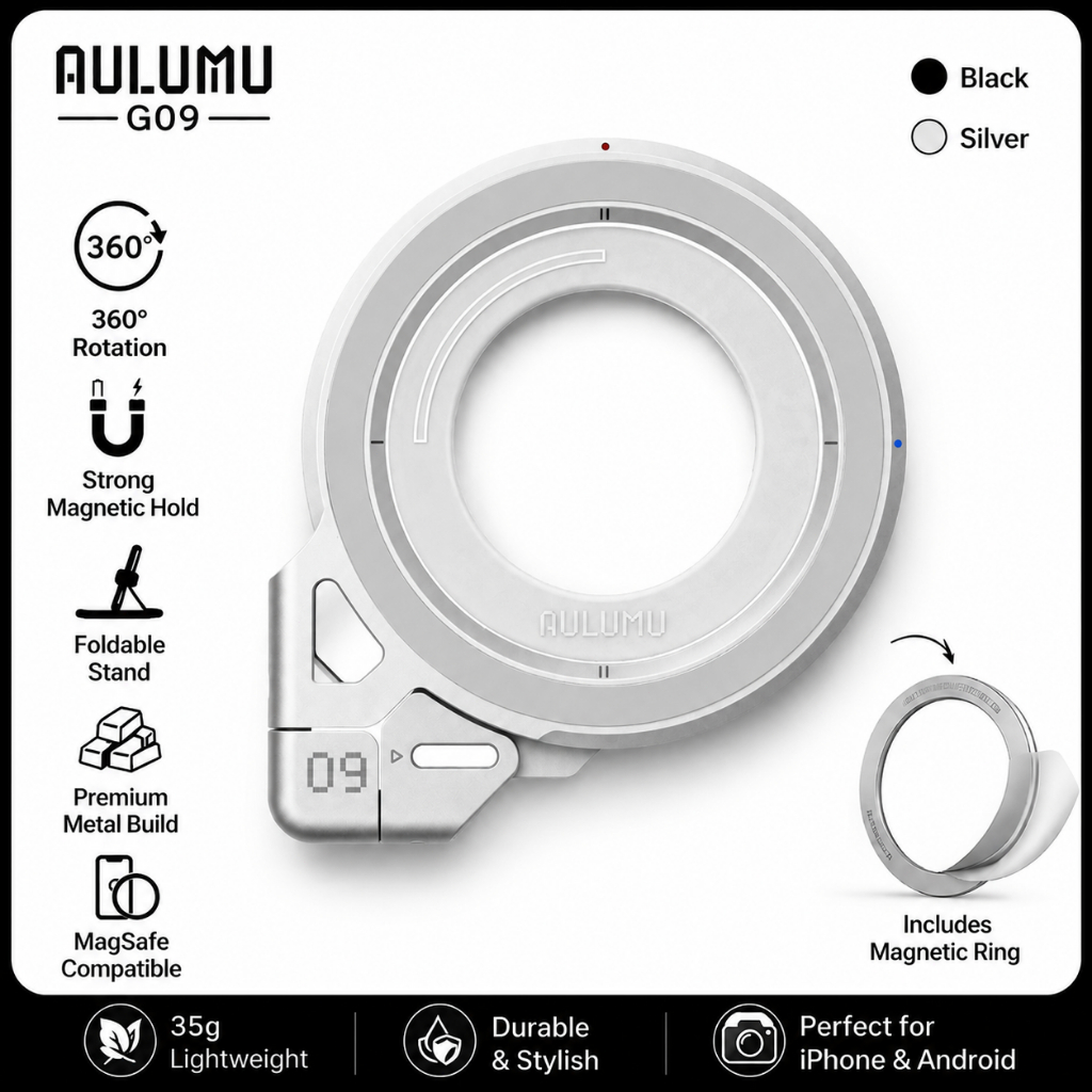 [พร้อมส่งด่วน] AULUMU G09 360องศา magnetic stand & grip ขาตั้ง Smartphone แบบแม่เหล็ก