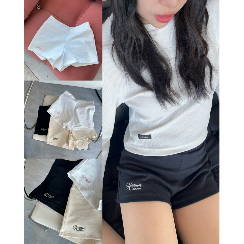 HASU69 Sporty pants กางเกงขาสั้นปักลาย (happysummer.bkk)