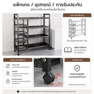 BM ชั้นวางของในครัว ตั้งพื้นหลายชั้น เก็บผัก จาน ไมโครเวฟได้ อเนกประสงค์ แข็งแรง With Wheels