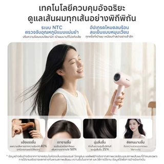 【อัปเกรดใหม่】Simplus Hyper 2 ไดร์เป่าผมความเร็วสูง แห้ง 3 นาที | ไอออนลบเข้มข้น 200ล้าน | โหมดดูแลเส้นผม 1600W CFJH010