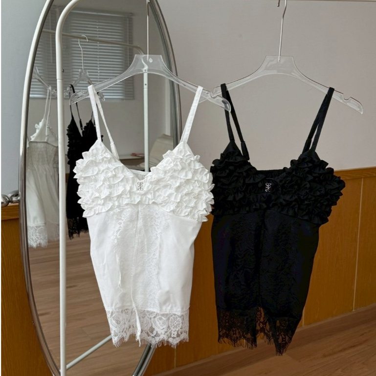 Lace top เสื้อสายเดี่ยวระบายอก แต่งลูกไม้แหวกหน้า รูปที่ 8