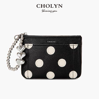 กระเป๋าเงินรุ่นใหม่ พกพาสะดวก polka dot หนังลิ้นจี่ รหัส-9