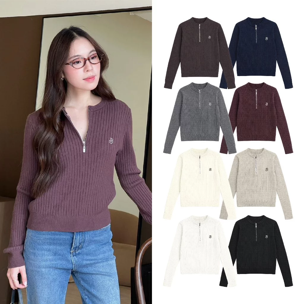 TOPBASIX - Bella knit top เสื้อไหมพรมร่อง แขนยาว
