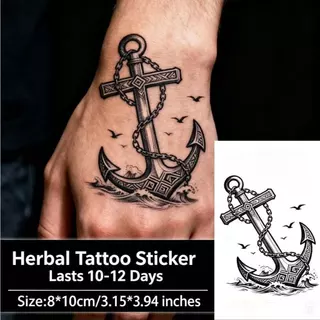 CODทั่วไทย📦 【Magic Tattoo】สติกเกอร์รอยสักกึ่งถาวร กันน้ำ ติดทน2สัปดาห์ ลายสมอเรือเดินเรือไกล