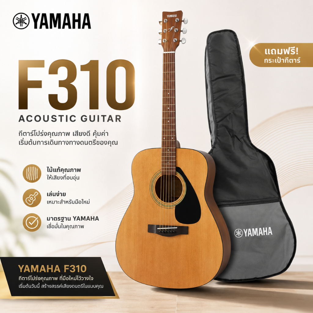 Yamaha F-310 | กีตาร์โปร่ง รุ่นยอดฮิต ทรงDreadnought | ของแท้💯 มีใบคู่มือ✨มีเก็บปลายทาง