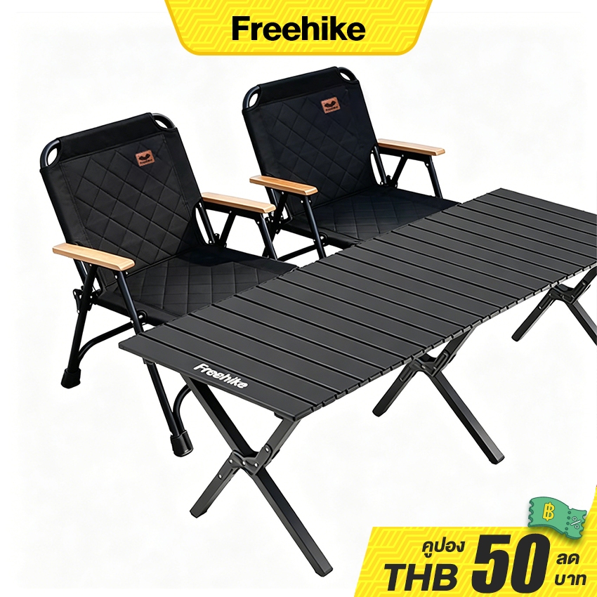 Freehike ชุดโต๊ะและเก้าอี้แคมป์ปิ้ง ผ้าอ๊อกฟอร์ดหนาพิเศษเก้าอี้สนามที่พับได้ ท่อเหล็กหนาพิเศษ