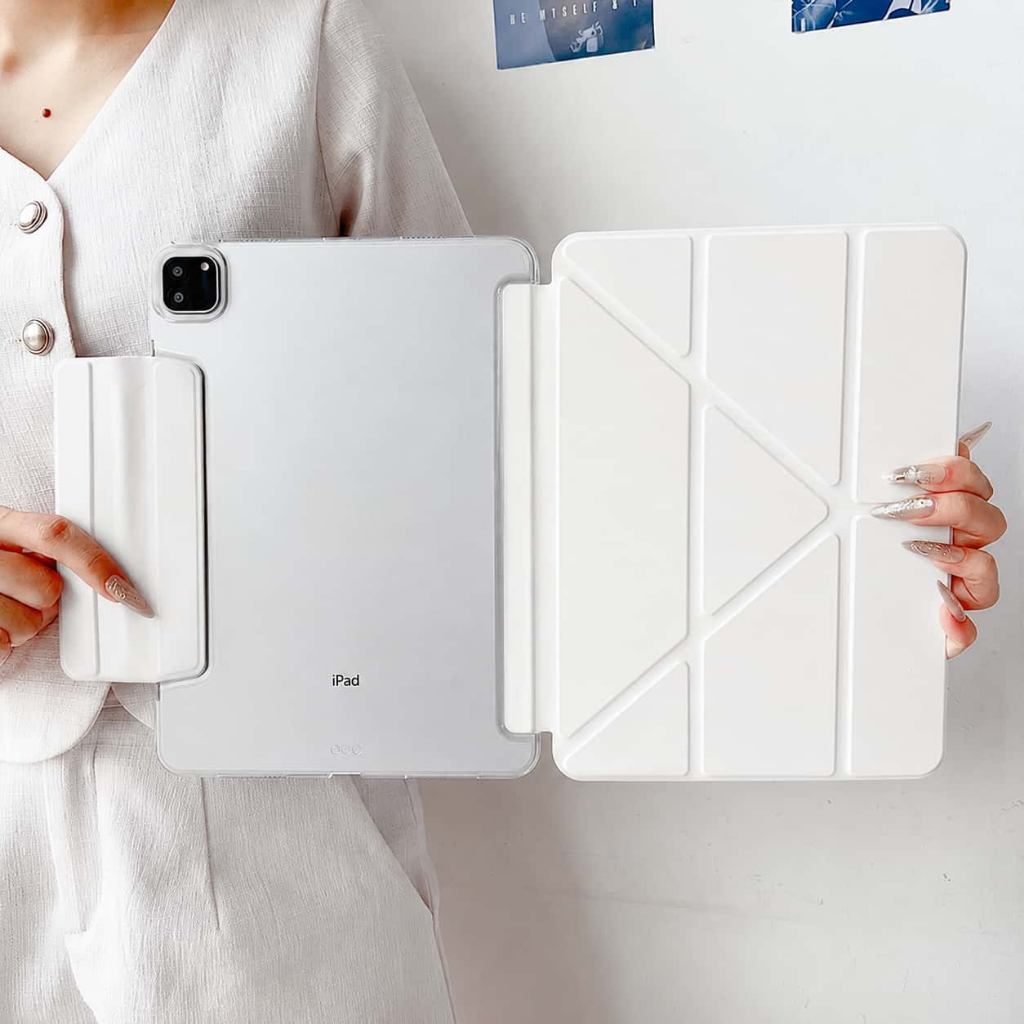เคส iPad for Mini 6/7 8.3'' Air4/5/6/7/8 Pro11  iPad 11 2025 10.2 7 8 9 10 Gen/11 A16อะคริลิคแข็งโปร่งใสพับสามทบสำหรับ