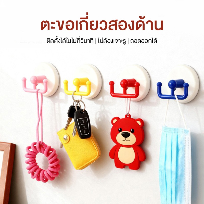 ตะขอแขวนผนังสุญญากาศ ติดตั้งง่ายมาก แค่ลอกฟิล์มกาวกดติดผนัง เหมาะกับผิวเรียบ กระเบื้อง กระจก ไม้ และผนังปูนเรียบทั่วไป