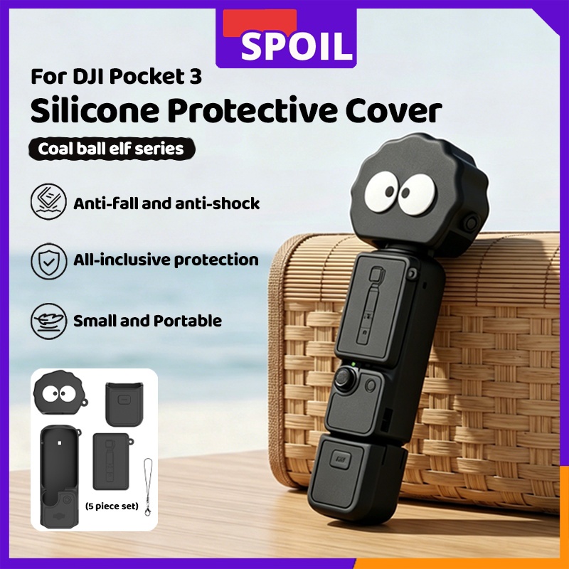 Spoil เคส DJI Pocket 3 ซิลิโคน 5in1 อุปกรณ์เสริมสำหรับ Vlog ป้องกันกล้อง พกพาง่าย ดีไซน์สวย พร้อมสายคล้อง