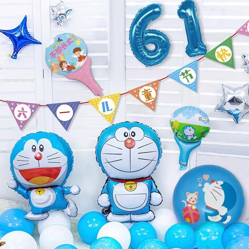 ลูกโป่งฟอยล์ โดเรม่อน ลูกโป่งวันเกิด ลูกโป่งสังสรรค์ ปาตี้ การ์ตูน Foil Balloon Party Doraemon