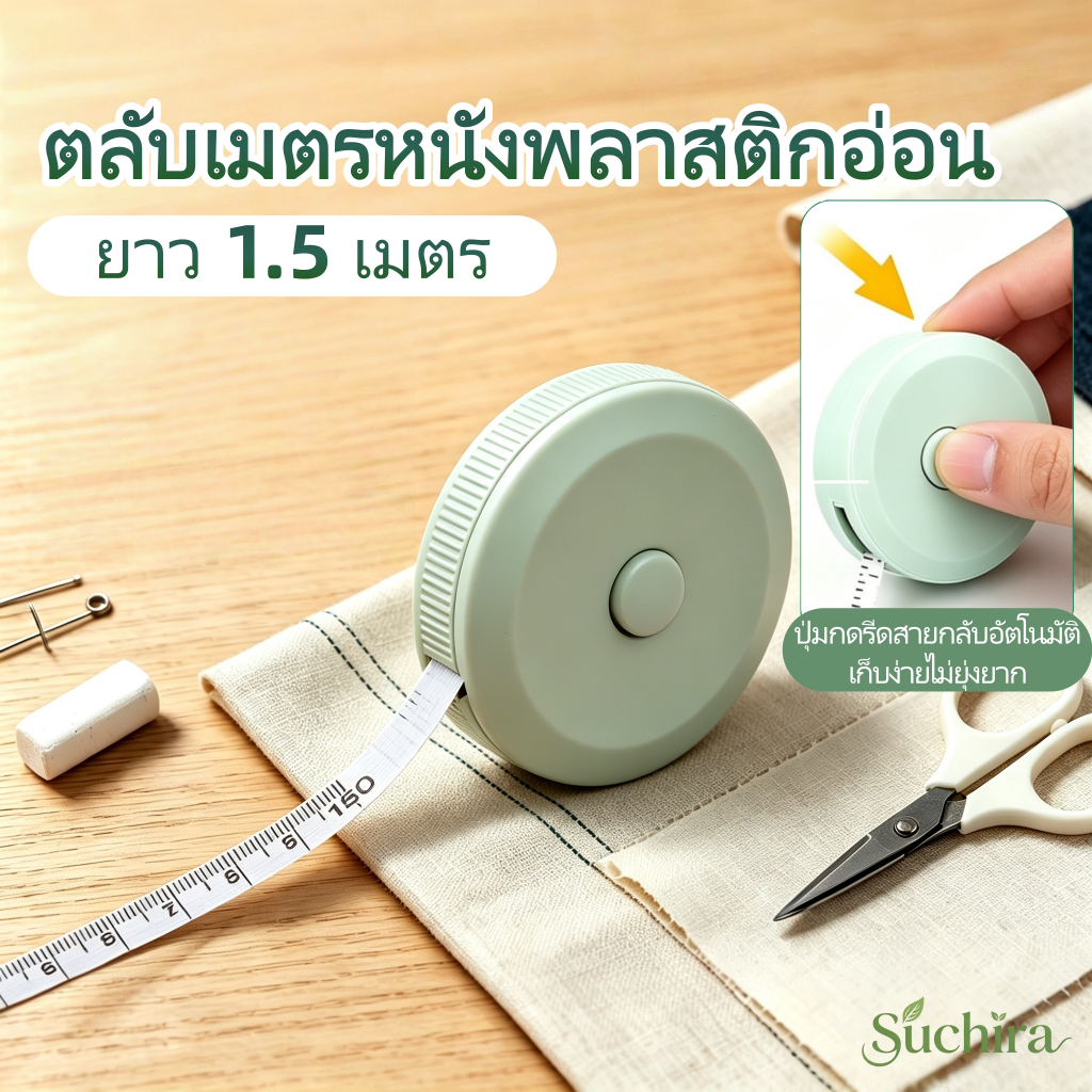 สายวัดแบบพกพาขนาดเล็ก ความยาว 150 ซม. มาตรฐาน สามารถวัดความสูงและรอบเอวได้