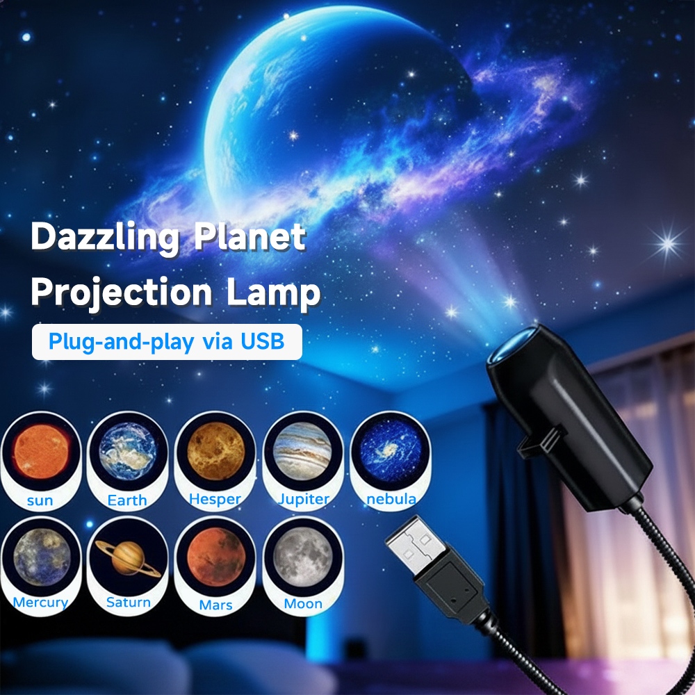 โคมไฟโปรเจคเตอร์ดาว USB ไฟฉายโปรเจคเตอร์ Galaxy Night Light พร้อมแผ่นฟิล์มเปลี่ยนลาย สำหรับตกแต่งห้อง นอน ของขวัญ
