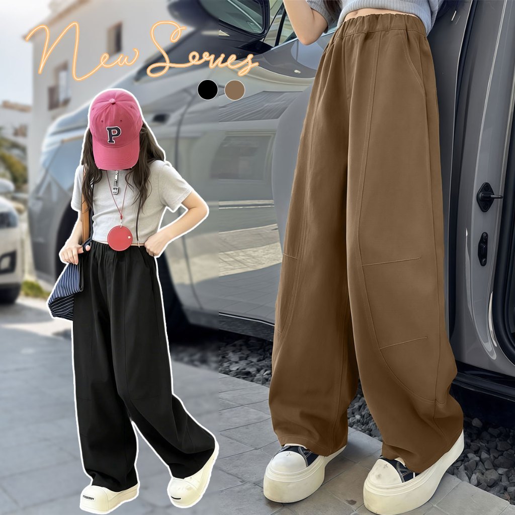 Beryl kids กางเกงขายาวเด็กลำลอง กางเกงเด็กผู้หญิง ทรงหลวมตรง สไตล์เกาหลีสุดๆ แมทช์ง่าย ผ้าสบาย งานสวย ใส่ได้หลายโอกาส