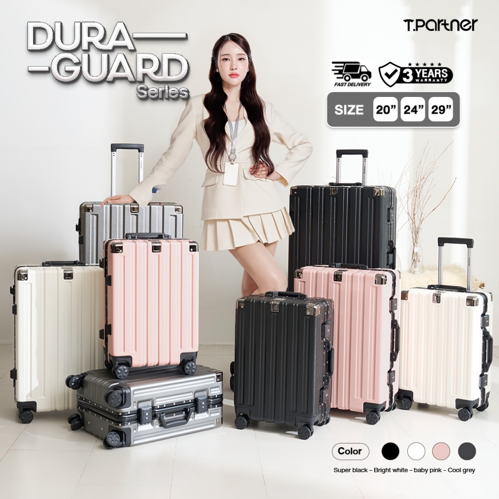 [รับประกัน3ปี] สินค้าแท้ 100% Tpartner กระเป๋าเดินทาง รุ่น Duraguard 20/24/29 นิ้ว เฟรมอลูมิเนียม PC+ABS รหัสล็อค 3 หลัก