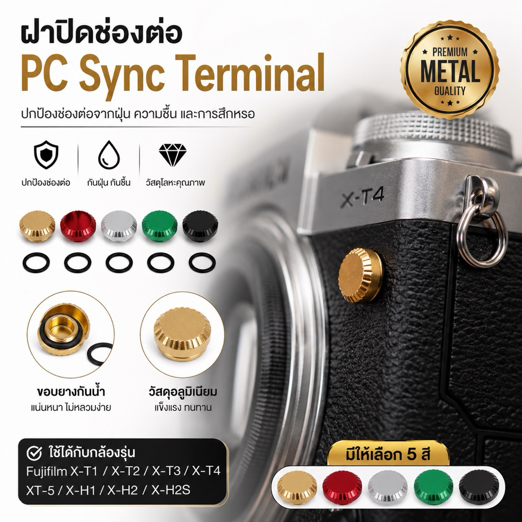 ฝาปิด PC Sync Terminal  ฝาปิดช่องต่อแฟลช PC Sync Fujifilm XT-5 X-T1 / X-T2 / X-T3 / X-T4 X-H1 / X-H2