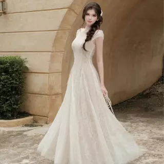 BELLITA "S-5XL" Etoile Elegance Dress เดรสลูกไม้ซีทรูโทนนู้ดสุดหรู ดีไซน์เข้ารูปช่วงเอว กระโปรงบานพริ้ว ให้ลุคผ