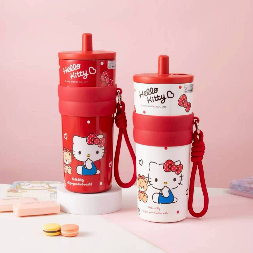 🎀 แก้วเก็บอุณหภูมิ Hello Kitty พร้อมหลอด สุดคิ้วท์  พกความน่ารักไปได้ทุกวัน!