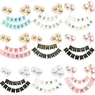 ชุดธงวันเกิด HAPPY BIRTHDAY พร้อมลูกโป่งกลิตเตอร์ ชุดตกแต่งวันเกิด DIY ตกแต่งห้อง ปาร์ตี้วันเกิด
