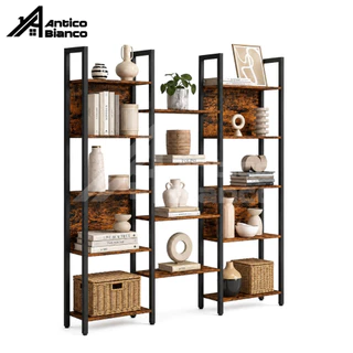 Antico ชั้นวางของ ชั้นวางหนังสือ ชั้นวางของมัลติฟังก์ชัน ทำจากเหล็กและไม้ ชั้นไม้ ประกอบง่าย แข็งแรง