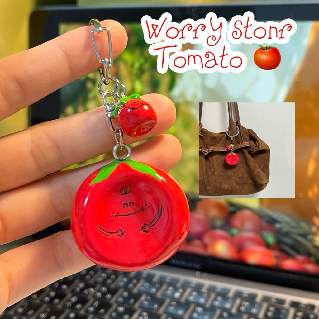 worry  stone tomato keychain🍅🍅