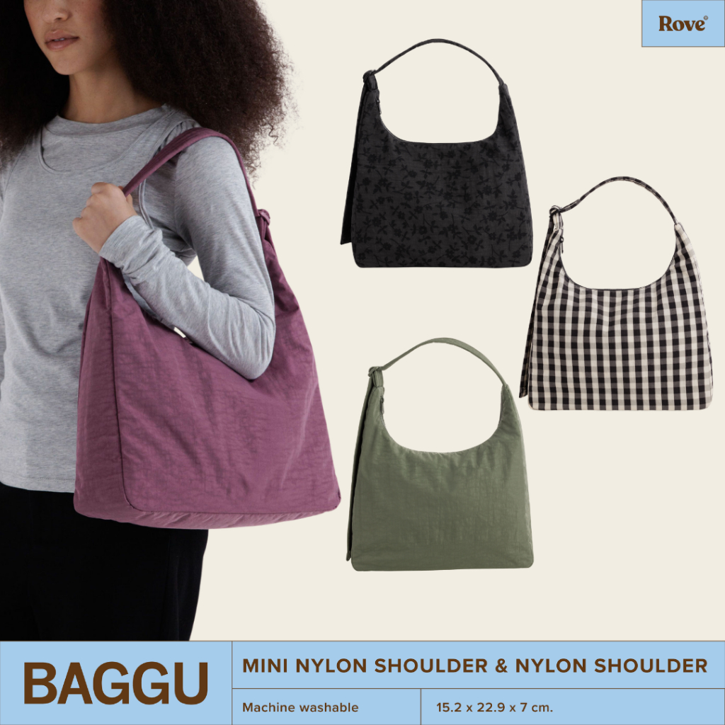 (พร้อมส่ง) BAGGU Mini Nylon Shoulder / Nylon Shoulder Bag กระเป๋าสะพายไหล่สายปรับได้ จุของเยอะ น้ำหนักเบา ใส่คอมได้