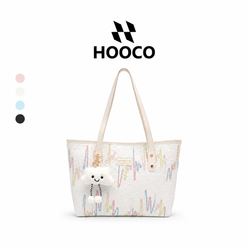 HOOCO กระเป๋าแฟชั่นผู้หญิง ความจุใหญ่ สะพาย ผญ กระเป๋า ความจุใหญ่ 4 เฉดสี สไตล์อเนกประสงค์